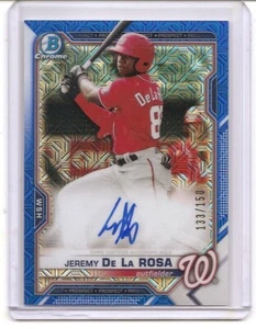 2021 Bowman Jeremy De La Rosa Chrome Mega Blue Refractor Prospect Auto Card /150 - Picture 1 of 2