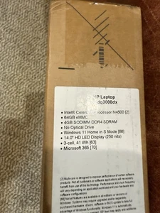 HP 14" Laptop Intel Celeron 4GB Memory 64GB eMMC Win 11 Home - Picture 1 of 2