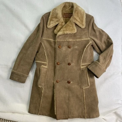 Abrigo Ranchero William Barry Raro Vintage Años 70 Cuero Borde de Piel Para Hombre’s Talla 40 Foto 1 de 4