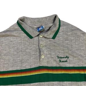 Vintage Champion University Hawaii Polo Shirt Mens L USA Made 80s 90s Collegiate - Picture 1 of 9