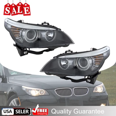  Conjunto de faros halógenos con bombilla izquierda y derecha para BMW 528i 2008-2010 base EE. UU. Foto 1 de 4