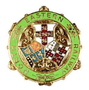 Vintage North Eastern Railway Company Crest Numbered Enamel Brooch Badge - Picture 1 of 2