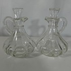 Vintage Clear Glass Cruets Stoppers Lot of 2 Oil Vinegar Dressing 