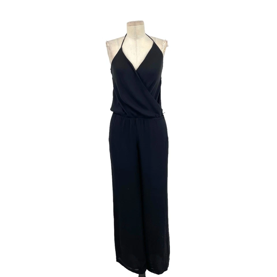 Haute Hippie Black Wrap Silk Wide Leg Halter Jumpsuit Size XS - Image 1 of 4