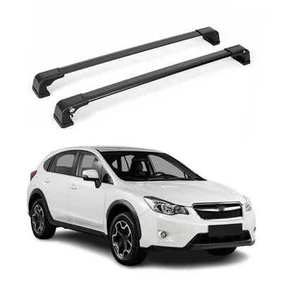 Barras transversales portaequipajes de techo de aluminio para Subaru XV Crosstrek 2013-2015 negras 2 piezas Foto 1 de 4