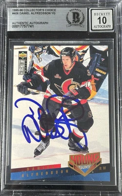 Daniel Alfredsson Signed 1995-96 UD Young Guns RC #406 BAS Autograph Grade 10 - Image 1 of 2