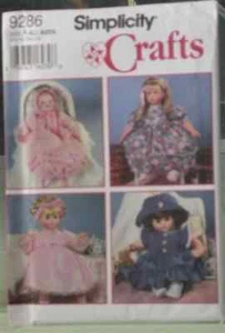 1994 SIMPLICITY CRAFTS Pattern 9286 Doll CLOTHES New $7.95 OOP Design YOUR OWN - Picture 1 of 1
