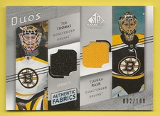 2008-09 SP Game Used Authentic Fabrics Duos Tim Thomas Tuukka Rask /100