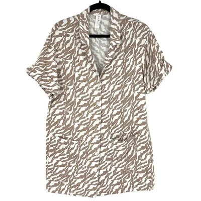 Anthropologie Amadi Zebra Stripe Safari Mini Shirt Dress Brown/White Medium - Image 1 of 4