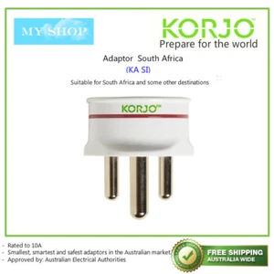 KORJO Travel Plug Adaptor from AUSTRALIA/NEW ZEALAND to SOUTH AFRICA( KASI) - Picture 1 of 4