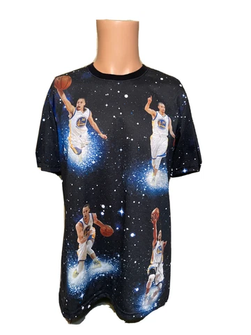 NBA Stephen Curry Space & Stars All Over Print Shirt Size Medium Men’s Cover
