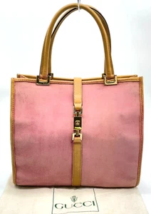 Auth Gucci Jackie Suede x Leather Pink 002.1065.3444 Hand Bag W/Bag NS041544 - Picture 1 of 18