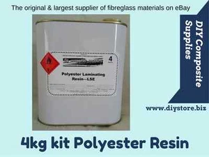 POLYESTER RESIN Kit for Fibreglass 4 kg (inc. Hardener) -FREIGHT PER DESCRIPTION - Picture 1 of 2