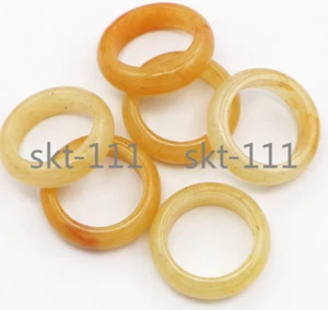 Natural Genuine Real yellow Golden Silk Jade Band Ring Size 7-10# Health Healing - Picture 1 of 3