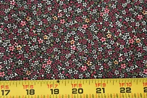 13" Long, Vintage, Red Pink Gold Calico on Black Quilt Cotton, Springs, P22 - Picture 1 of 5