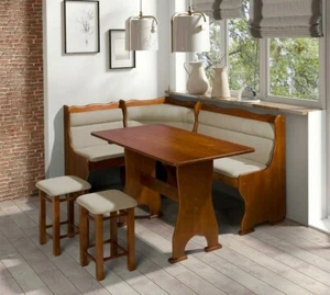 Eckbank Malik Set mit 2 Bank und Tisch Esszimmer-Set aus Erleholz Sitzgruppe - Bild 1 von 3