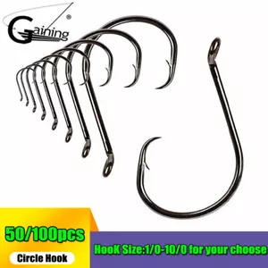 100/50pcs 7385 Fishing Octopus Circle Hook Carbon Sharpened Hook Fishing Tackle - Picture 1 of 17