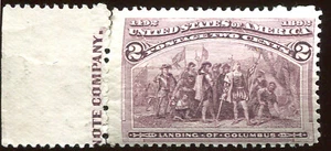 USA BRIEFMARKE SC231 2 CENT LANDUNG VON COLUMBUS VIOLETT (B981) UNGEBRAUCHT 1893 - Bild 1 von 2