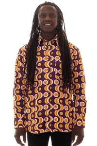 Comycom Herren 70er Langarm Hemd WAVES violett - Bild 1 von 6