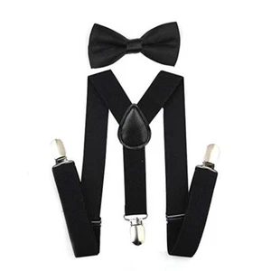 Baby Boys' Bow Tie and Suspenders Set Fashion Y Back Navy Blue - Picture 1 of 7