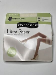 Pair No Nonsense Women's Ultra Sheer Pantyhose Size C in Ivory SP6 Toe New