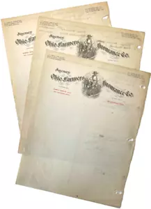 3 Vintage Ohio Farmers Insurance Co. Letterheads w/ Client List Hollidaysburg PA - Picture 1 of 4