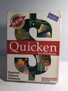 1993 Original Quicken Version 3 For Windows Software 3.5 Inch Floppy Box & Books - Picture 1 of 7