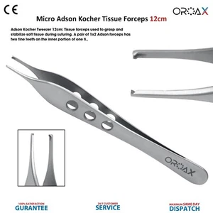 Pinzetta per medicazione chirurgica Micro Adson Forcipe 12 cm tessuto morbido CE - Foto 1 di 3