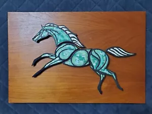Vintage Hagen Renaker Pferd Wandbild Holz Plakette Mid Century Mosaik Keramik - Bild 1 von 14