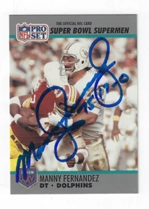 Autographed 1990 Pro Set SB Supermen MANNY FERNANDEZ Miami Dolphins card #83 COA - Picture 1 of 1