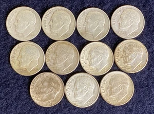 Lot of 11 Roosevelt 90% Silver Dimes 1946-1964 - Bild 1 von 8