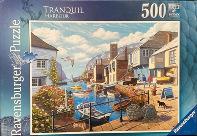 Ravensburger 500 pc Tranquil Harbour 2015 jigsaw puzzle Rare Vintage*Box corners - Image 1 of 2