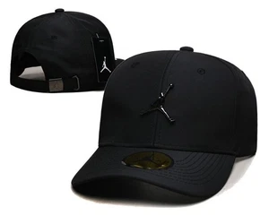 Jordan Jump Metal Logo curved brim adjustable sports baseball cap hat black - Picture 1 of 2