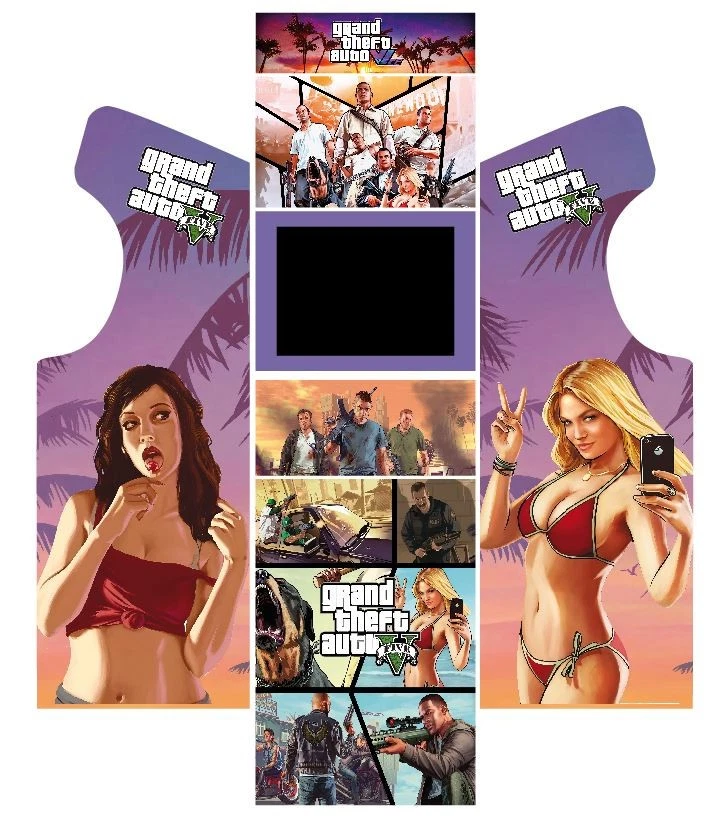 Stickers Borne Arcade (Mame ou Euro ou Personnalisé) - Modèle GTA - Photo 1/1