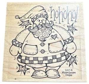 Sello de goma montado en madera Whipper Snapper Designs Ho Ho Ho Santa L027 - Imagen 1 de 2