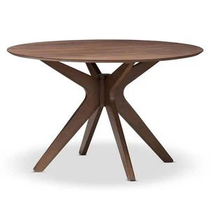 Baxton Studio Monte Round Wood Dining Table in Walnut Brown - Picture 1 of 7