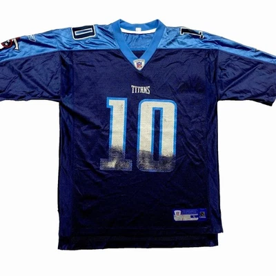 Camiseta deportiva de los Tennessee Titans para hombre grande azul sobre el campo NFL Vince Young #10 Reebok Foto 1 de 4