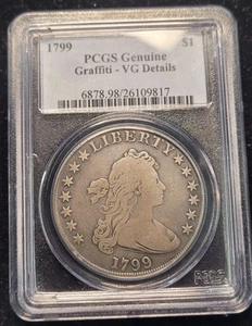 1799 Draped Bust Dollar PCGS VG Details Graffiti - Picture 1 of 5