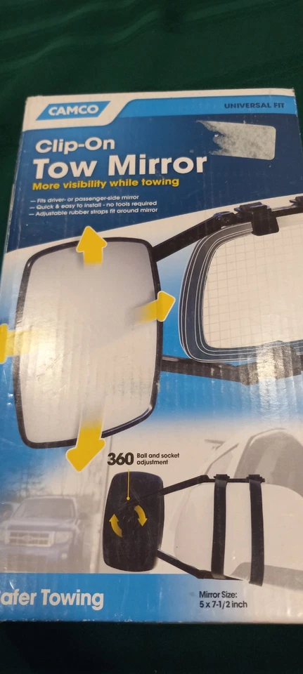 Espejo de remolque con clip Camco ajuste universal Foto 1 de 4