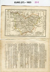 Dépt 27 - XIX ème Siècle Belle Petite Carte avec 2 Pages de Renseignements 1823 - Imagen 1 de 1