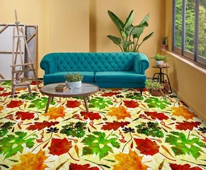 3D Farbe Ahornblatt H354 Fußboden Wandbild Fototapete Tapete Familie Honey 2023 - Picture 1 of 5