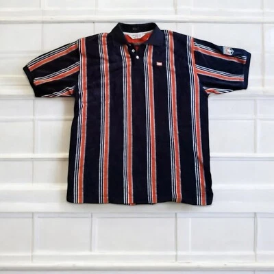 VTG ECKO Unltd Rugby Polo Shirt Medium Striped Velour  Streetwear Hip Hop - Image 1 of 4