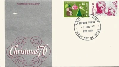 1976 Austrália - Natal FDC - FDI Frenchs Forest NSW 2086 PMK - Imagem 1 de 2