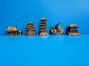 5 RARE Occupied Japan Brass Buildings Yomeimon Gate and more - Picture 1 of 11