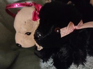 Lot 2 Plush Poochie & Co Tan Cocker w/Leopard & Bows, Mink Soft 11x8in Purses - Picture 1 of 13