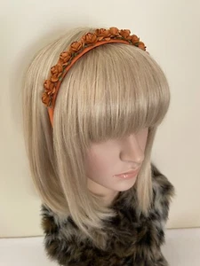 Orange Rust rose flower crown headband girl hair accessory wedding floral - Foto 1 di 5