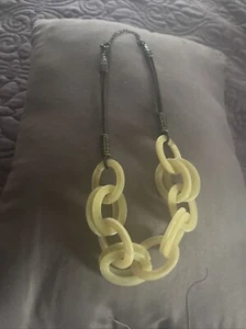 Avon SP Bronze Tone Beige Acrylic Oval Chain Link Cord necklace 22 inches - Picture 1 of 2