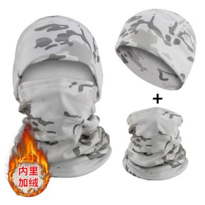 Winter Camo Fleece Cap Hat Thickened Neck Warmer Outdoor Riding Warm Hat - Picture 1 of 46
