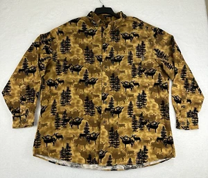 Vintage Woolrich Mens XL Shirt All Over Print Deer Forest Long Sleeve Button - Picture 1 of 10