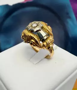 #old DIAMOND RING anello vintage brillante natural ORO gold 18KT750°/°°° anni50 - Foto 1 di 18
